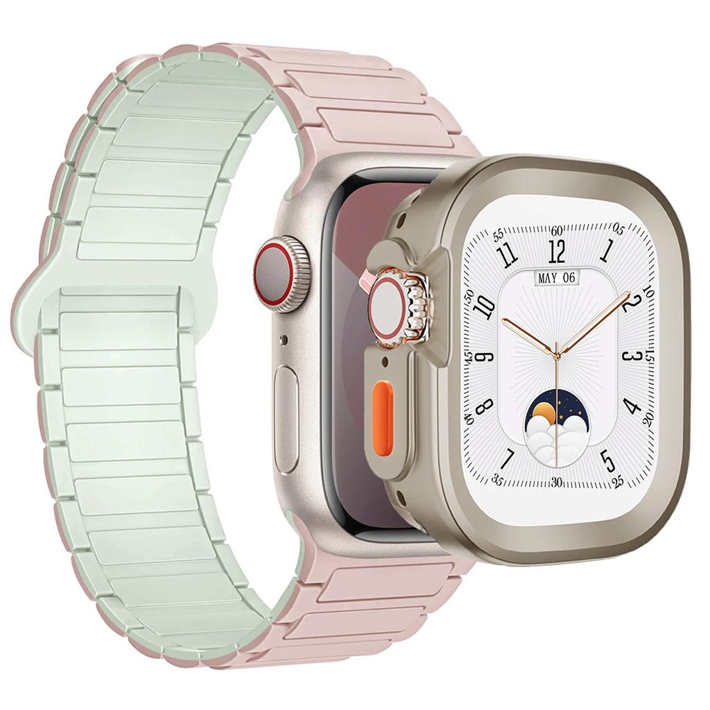 Strap+Case for Apple Watch Ultra 2 49 42 45 44 S10 46mm Magnetic Silicone Band+cover for IWatch Series 9 8 7 6 5 4 42mm 40 41mm