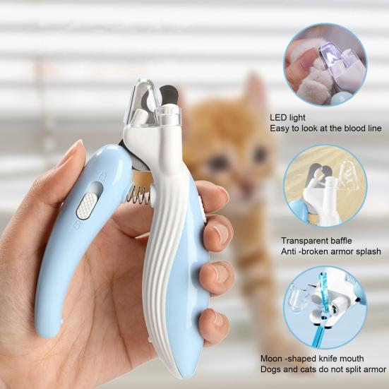 Pet Nail Clippers with Built-in LED Light Safety Guards Illuminated Pet Nail Clipper Enhanced Visibility Nail Trimmers Pet Grooming Nail Care