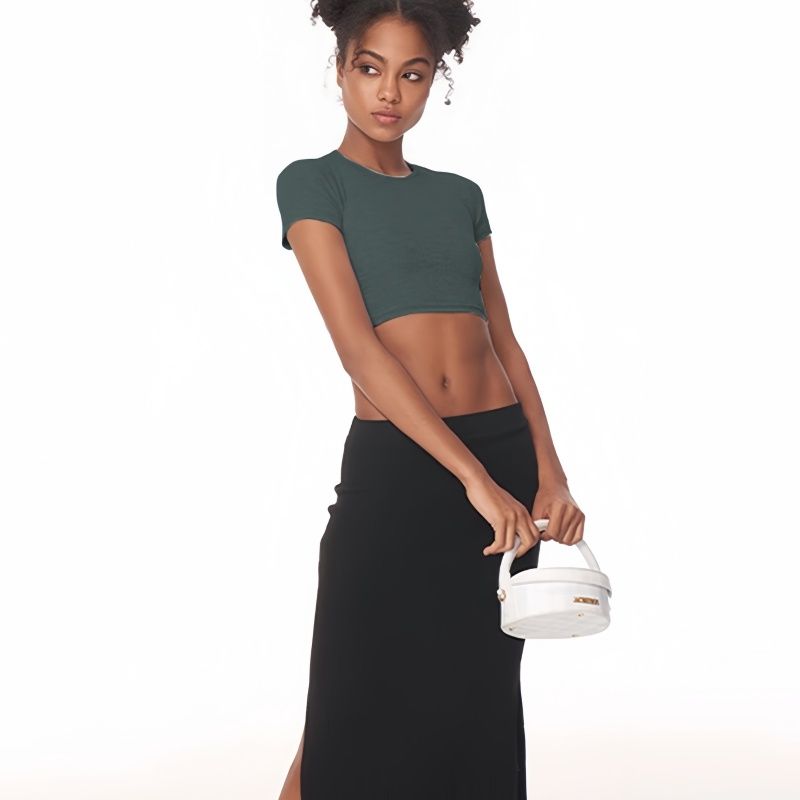 

Fashion Dance Long Sleeve Women s Outdoor Sports Open Back Top Dark green short sleeve L