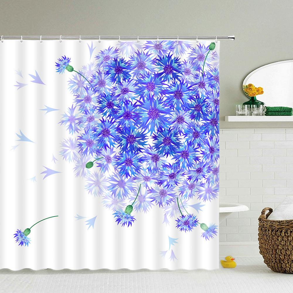 3D Flower Tulip Blossom Cactus Lavender Rose Shower Curtains Bathroom Curtain Frabic Waterproof Polyester Bath Curtain With Hook