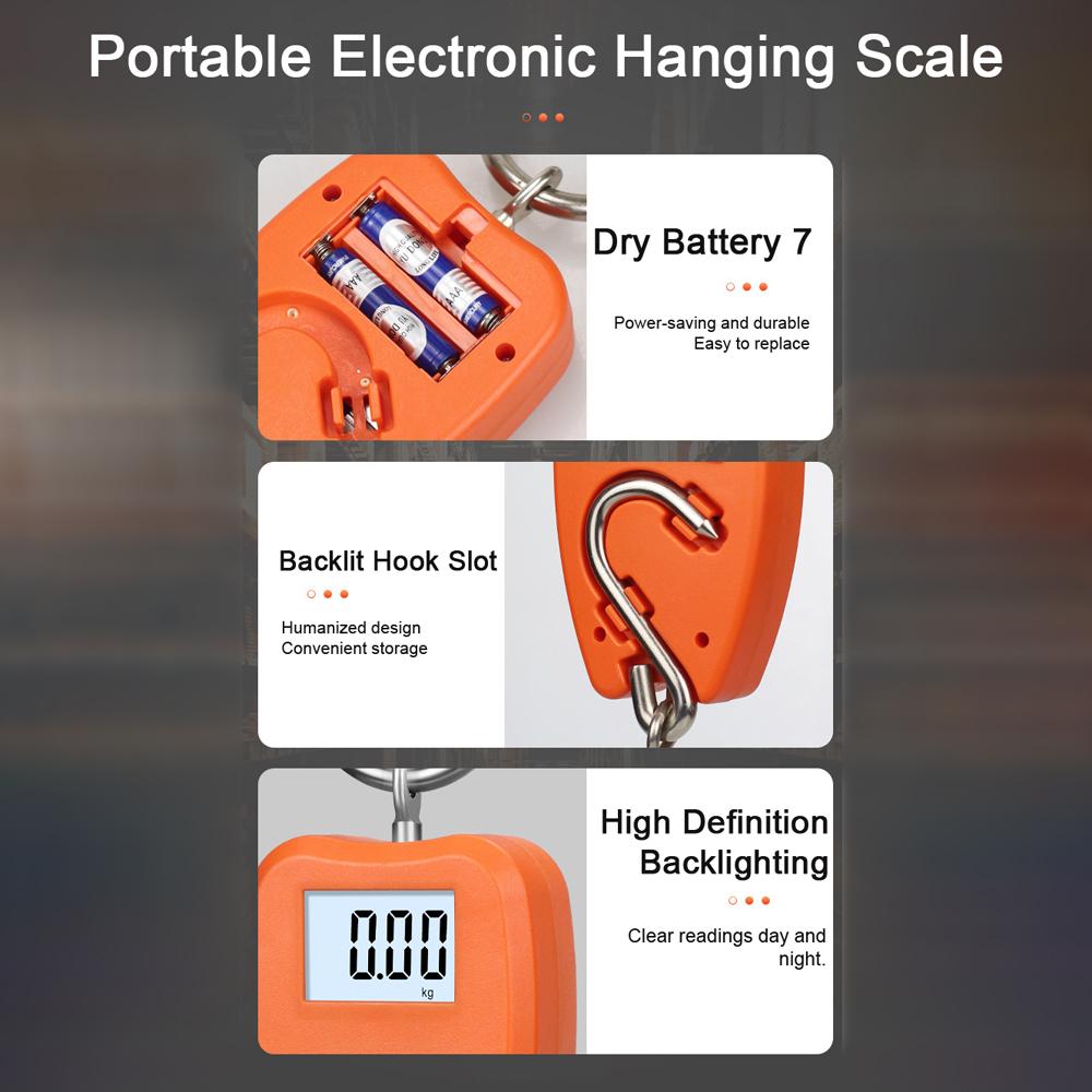 200KG Electronic Luggage Scale Multifunctional Digital Scales LCD Display Travel High Accurate Handheld Weighing Tool