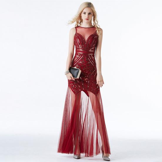 Sparkly Sequins Sleeveless Mesh Dress for Women Cocktail Wedding Guest Party Dress See Through Sheer Mesh Rave Outfits