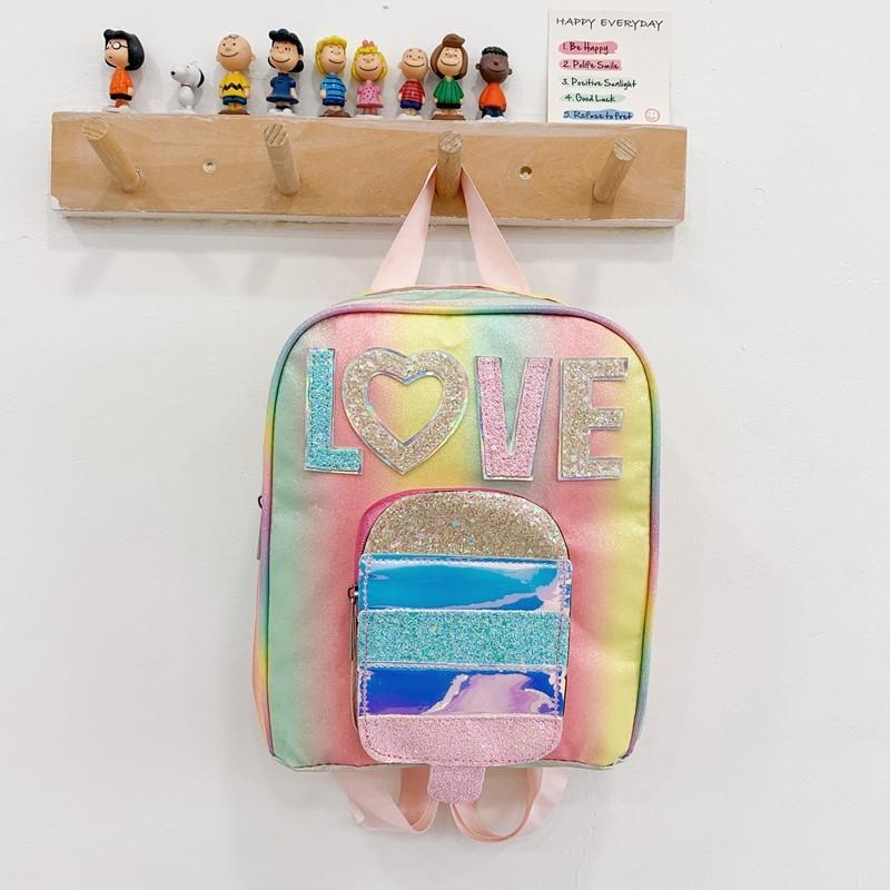 Fashion Letter Sequin Bag Preschool Girls School Backpack With Design Cartoon
