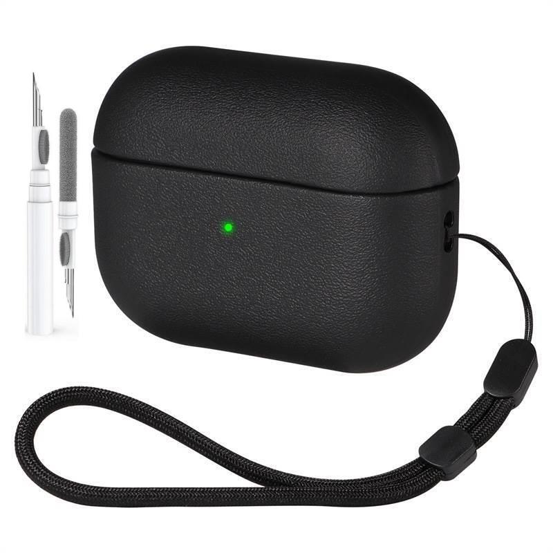 Soft TPU Case for Airpods Pro 3 New Leather Texture Protective Shockproof Case with Lanyard and Cleaning Kit For Airpods Pro 3