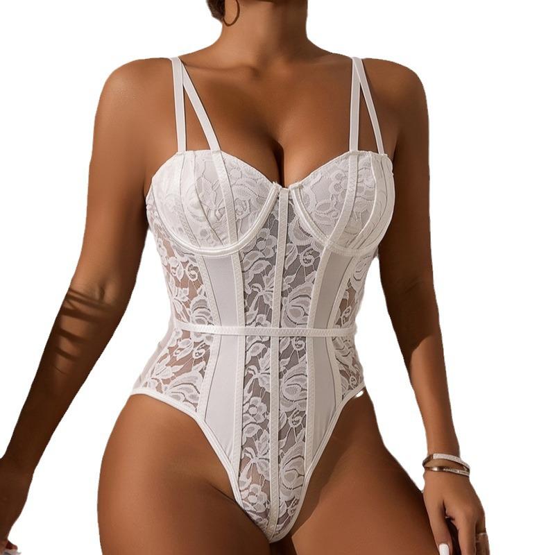 Trendy European & American Sexy Patchwork Backless Spaghetti Strap Bodysuit: High-End Body Shaping Women's Streetwear