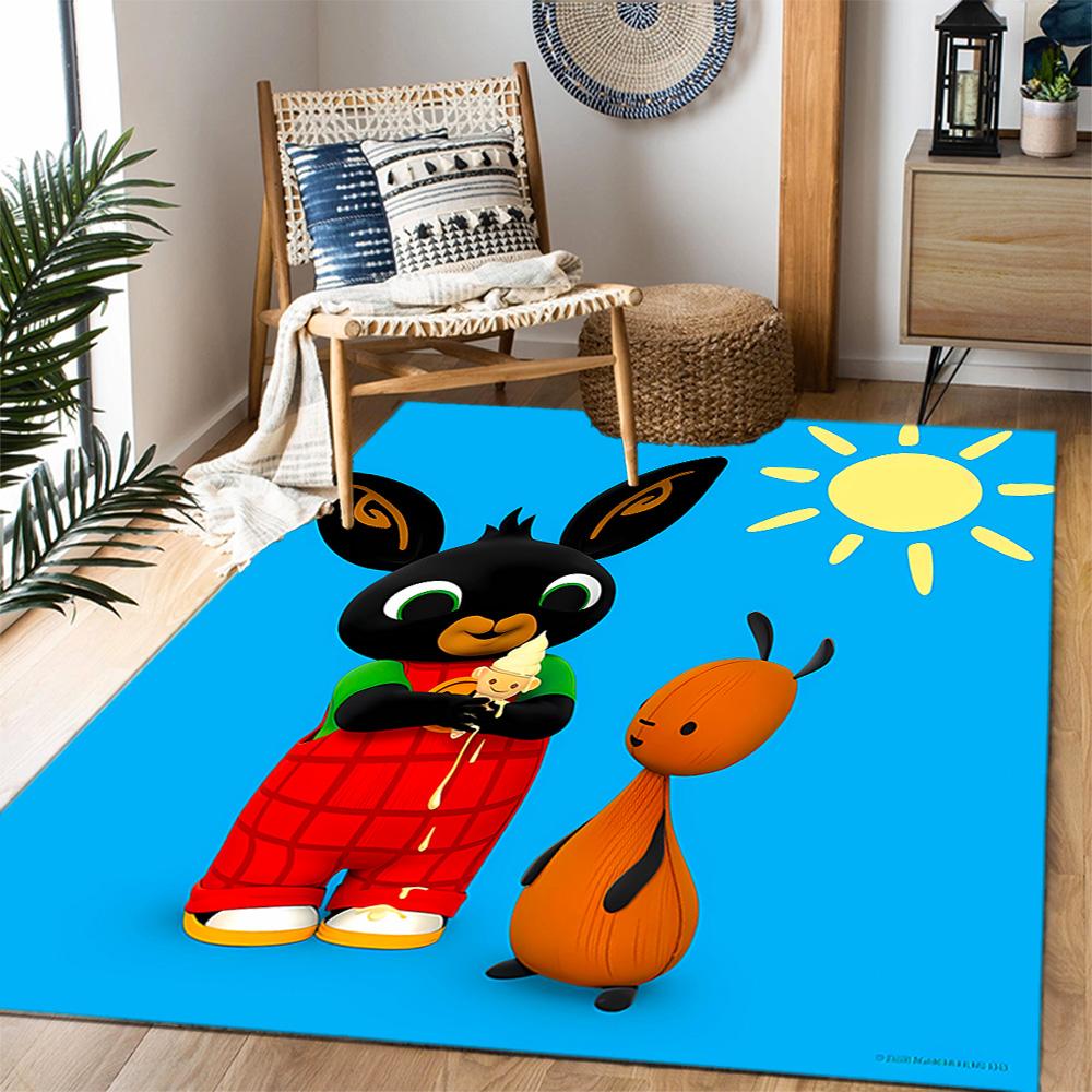 Bing's Birthday Celebration Themed Anti-Slip Rugs - Polyester Home Decor, Suitable for Bedrooms, Living Rooms, Doorways, Studios, and Decorations