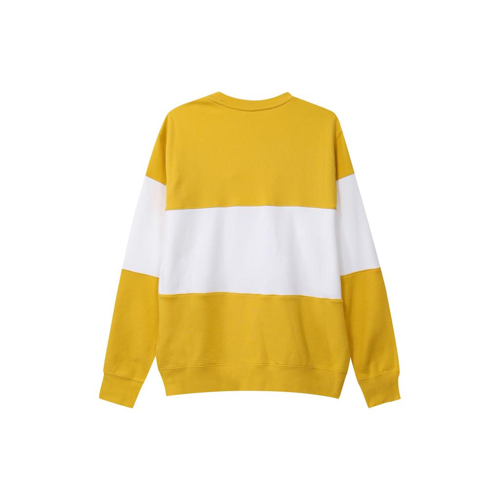 Nike Logo Print Color Block Casual Crew Neck Sweatshirt Men Tops Yellow FB7849-709