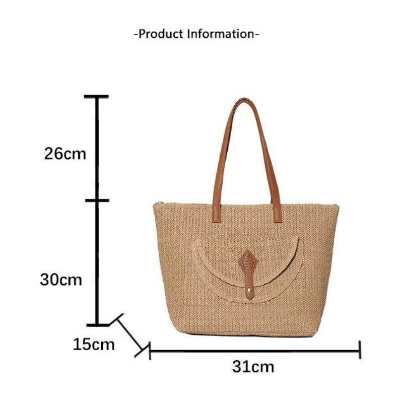 Straw Bag Women's Summer Seaside Vacation Beach Bag Shoulder Messenger Bag Fashion Saddle Bag Tote Bag
