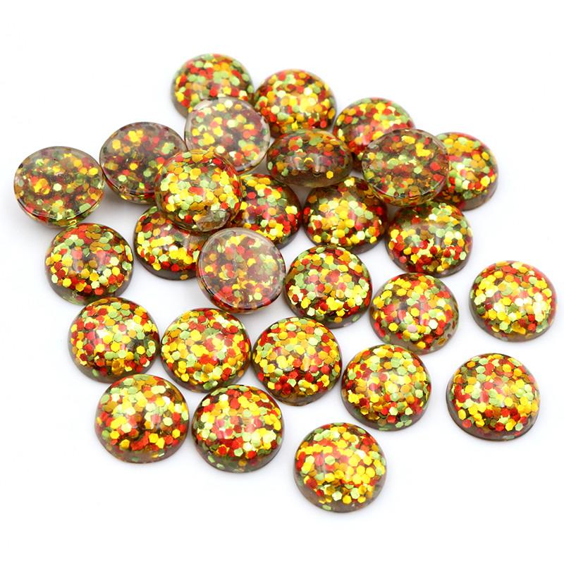 40pcs 12mm Resin Cabochons Dome Sequin Build-in DIY Jewelry Making Accessories Findings for Necklace Earrings