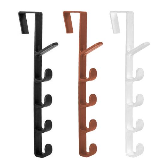 Hook Up Lightweight Plastic Door Hook with Drill-Free Installation Multiple Hooks Damage-free Door Hanger Home Storage Organizer