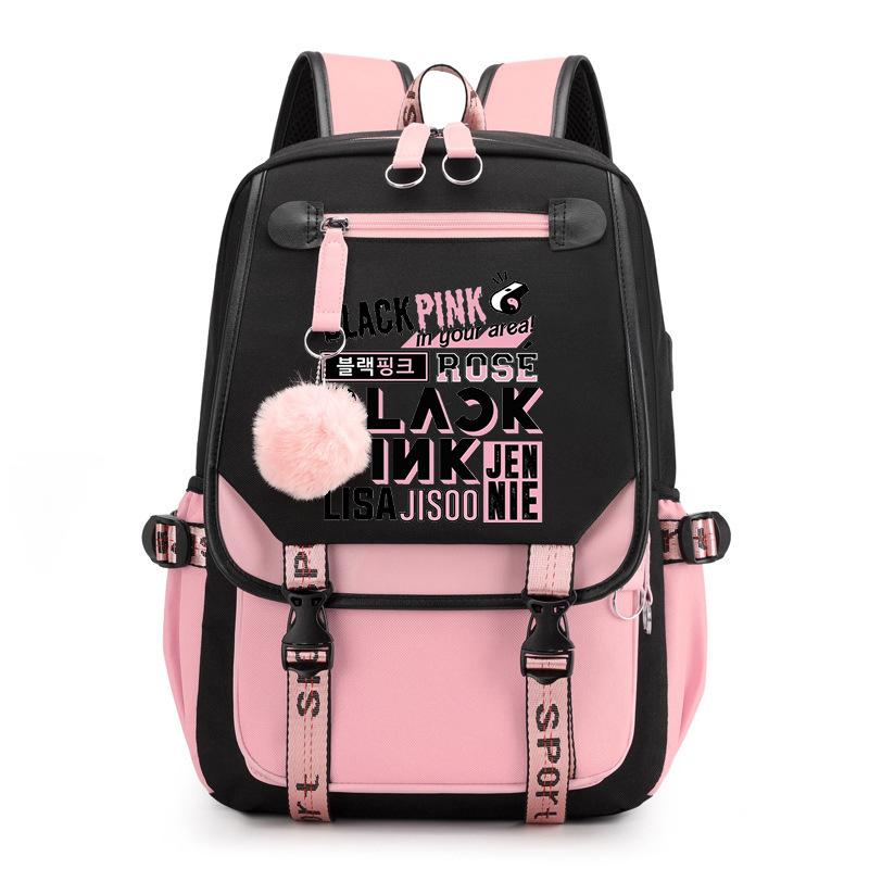 Blackpink S potiskem Batoh Pro základní a střední školy Ležérní Školní taška Pro studentky