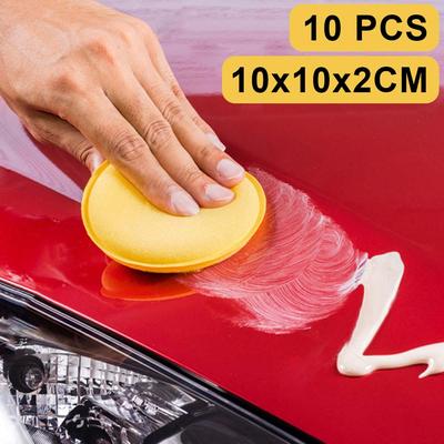 Car Round Waxing Polish Sponges 10Pcs High Density Foam Applicator Pads Curing Polishing Wash Tools Auto Cleaning Accessories