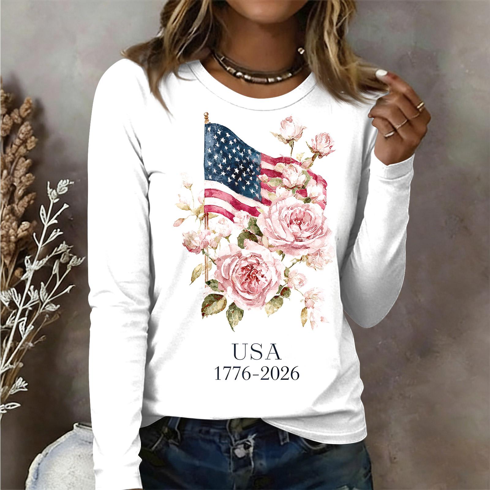 

Женская рубашка с длинным рукавом Женская повседневная футболка с круглым вырезом и длинным рукавом с принтом M синий