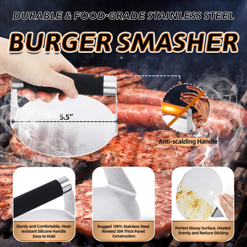 30-teiliges Outdoor-Grillzubehör-Set Blackstone-Spatel-Set Mit Smash-Burger-Presse Schmelzkappe Hibachi-Grillset Für BBQ