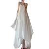 2025 été nouveau minimaliste ourlet irrégulier robe longue à bretelles pour femmes ample et belle couleur unie sans manches robe de voyage photographie