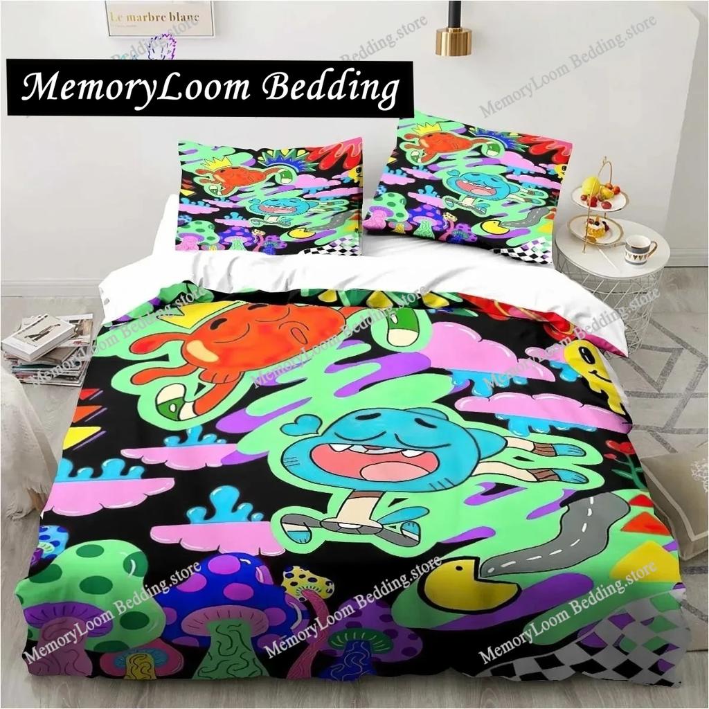 3D-gedrucktes Anime Amazing World Gumball Bettwäscheset Bettbezug Schlafzimmer Decke Einzel-Doppel-King-Size-Steppdecke Heimtextilien