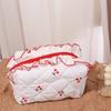 Large Capacity Cherry Cosmetic Bag with Zipper Toiletry Organizer Creative Wash Storage Bag  Travel