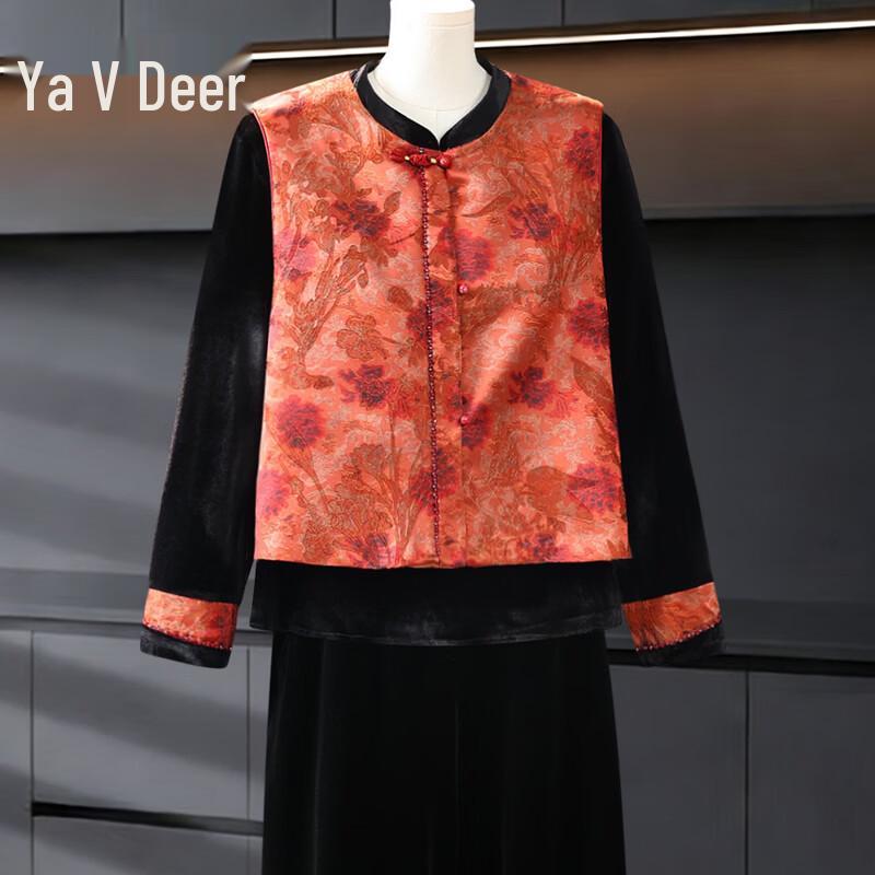 

Женский китайский костюм Yalu Весна Осень Золотой Бархат 5XL