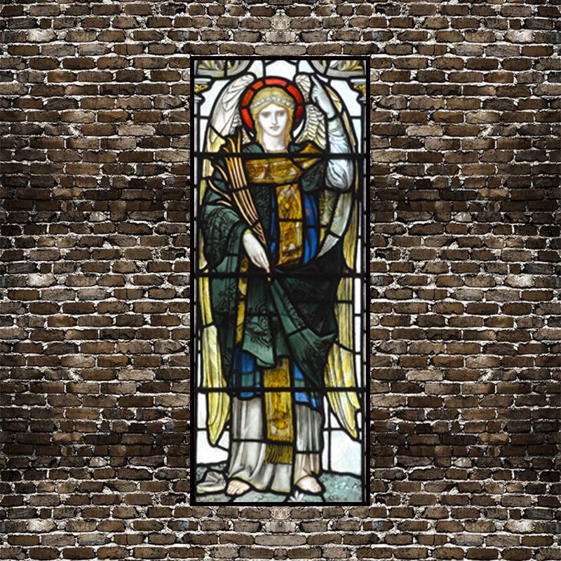 Pellicola Vetro Colorato Statico Stile Vintage Arte Sacra Adesivi per Finestre PVC Autoadesiva Pellicola Cristiana Europea Classica