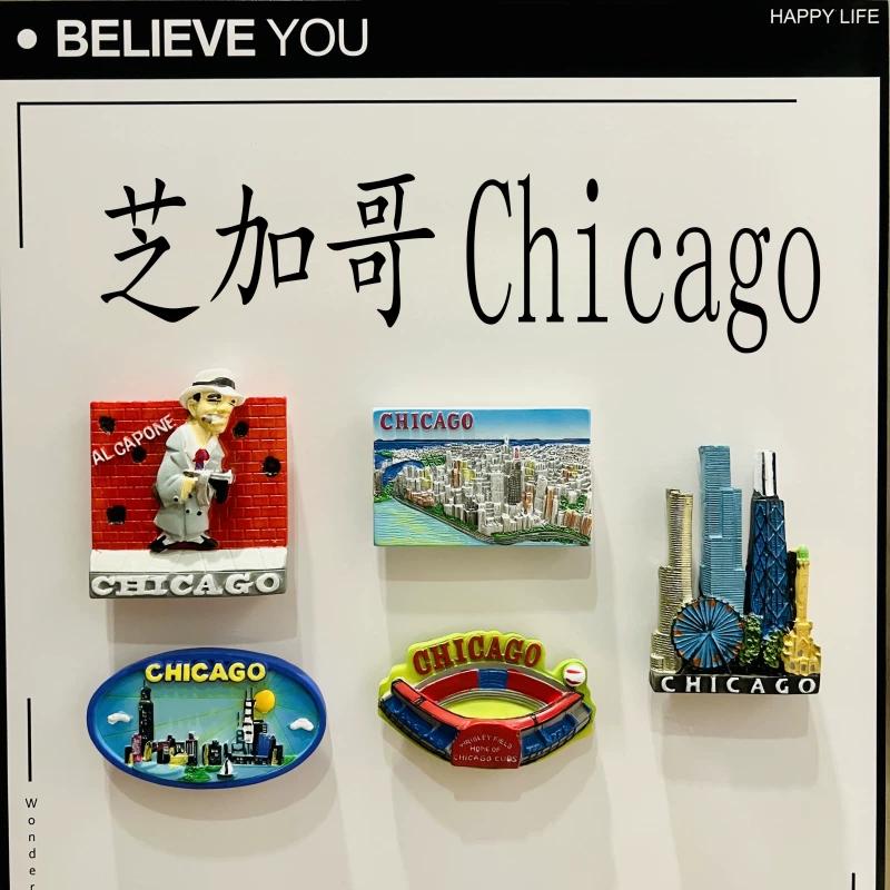 Vereinigte Staaten Chicago Kühlschrankmagnete Aufkleber Tourismus Souvenir Kühlschrankmagnete Aufklebersammlung Handwerk Dekoration Artikel