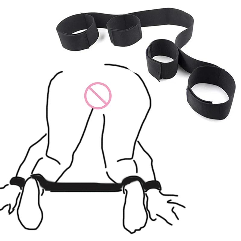 BDSM Restraint Fetish Bed Bondage Handcuffs Ankle Cuffs Adult Games Set Erotic Accessories Sex Toys for Women Men Couples Gay