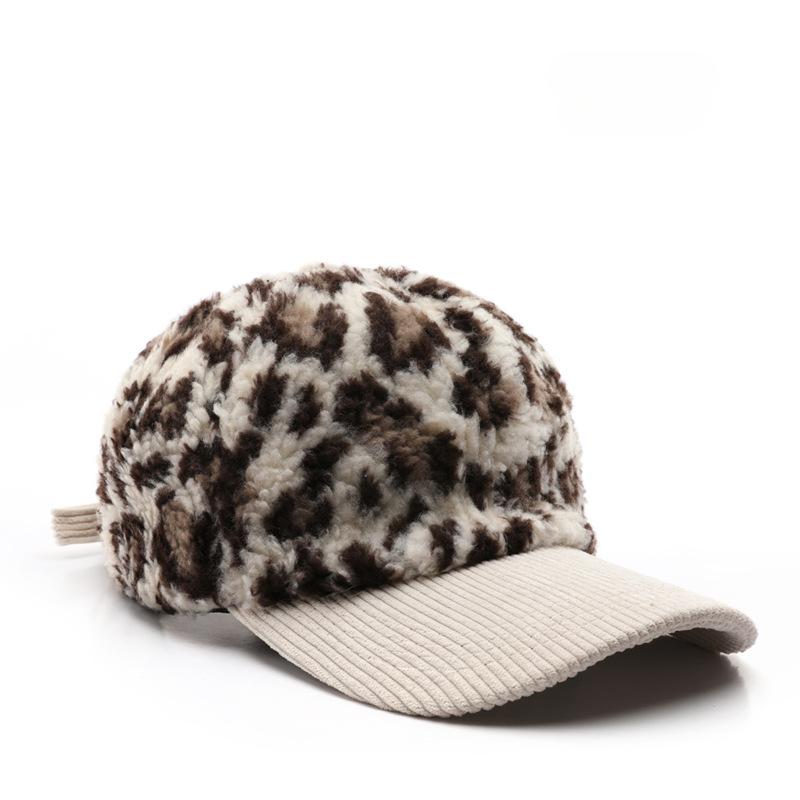 

Female Autumn and Winter Personality Retro Color Matching Leopard Print Baseball Cap Outdoor Travel Warm Cold Shade Cap