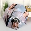 1pc   Kpop Umbrella Portable Folding Umbrella Iron Frame Hole Bone Structure Outdoor Home Umbrella