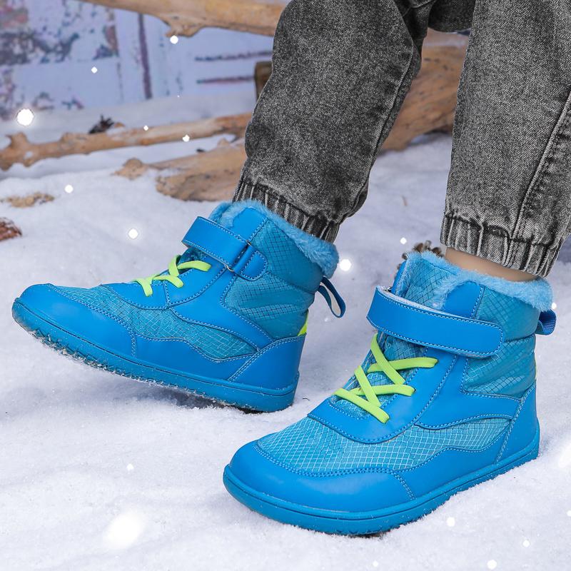 High-top Kids Cotton Shoes Plush Warm Snow Boots Boys Girls Winter Outdoor Hiking Sneakers Waterproof Non-slip