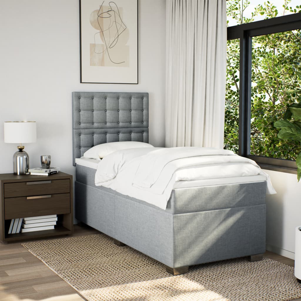 Vidaxl Letto Continentale Con Materasso, Grigio Chiaro, Tessuto, 100X200Cm