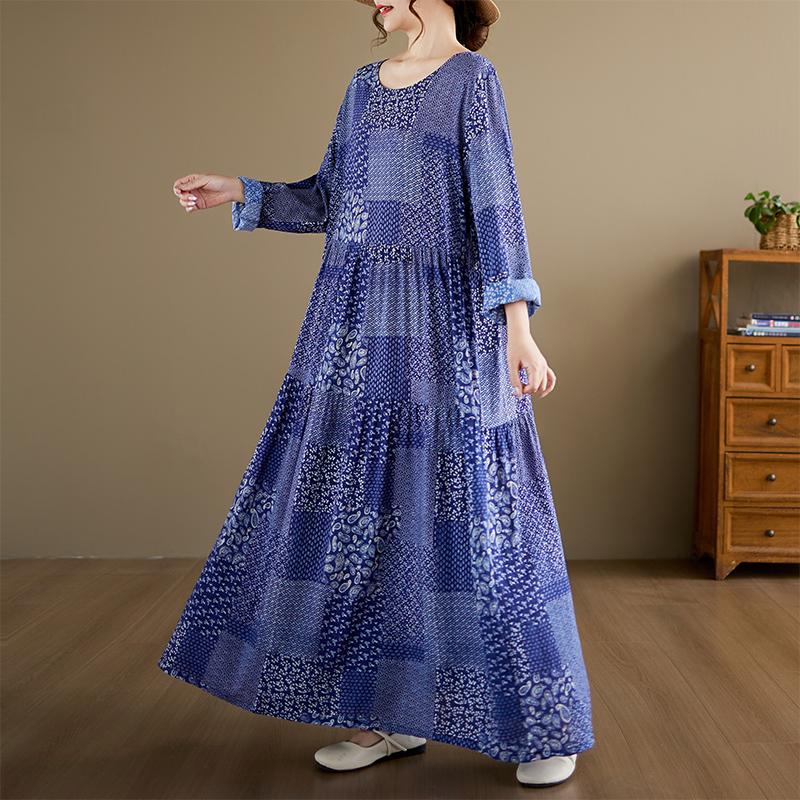DIMANAF New 2026 Women Plus Size Spring Summer Beach Long Dress Lady Loose Oversize Maxi Print Floral Dresses
