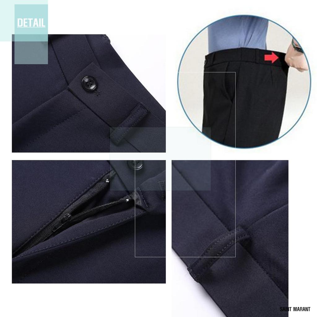 SAINT MARANT 1132 Modne spodnie proste z gumką na każdą porę roku, damskie spodnie wyszczuplające nogi, dopasowane, czarne, spodnie wizytowe, garnitury, biuro, casualowe,