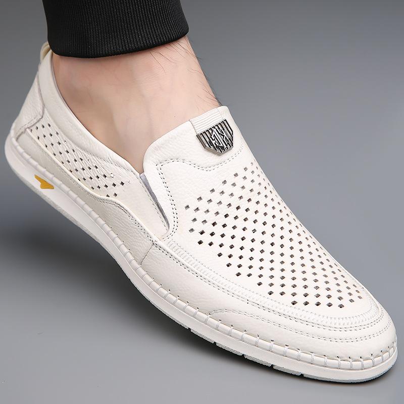 

2025 summer new men s leather breathable casual leather sandals men s handmade online hollow sandals men s shoes 38