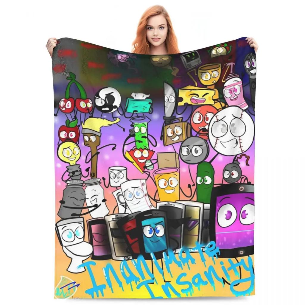 BFDI Inanimate Insanity Alle Charaktere Cartoon-Decke Battle for Dream Island Decke Bettwäsche Büro Weiche Schlafzimmer-Steppdecke
