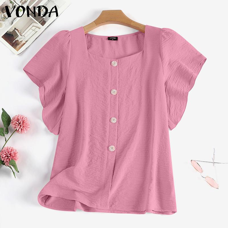 

VONDA Летние женские повседневные топы с квадратным вырезом и короткими рукавами