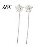 Elegant Gifts for Her 1 Pair Snowflake Earrings Women, Sparkling Dangle Earrings, Winter Long Comfortable Wear Jewelry Chain Ear Line Drop Minimalist