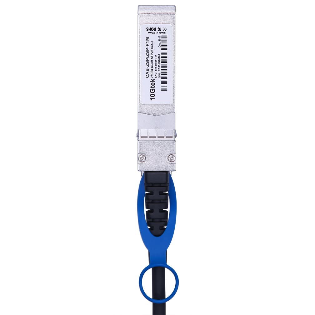 10Gtek 25G SFP28 SFP+ DAC Cable 25GBASE-CR SFP28 To SFP28 Passive Direct Connection Copper Wire Twinax Cable Compatible with Cisco SFP-H25GB-CU1M, Mer