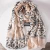 New cotton and linen feel simple color matching letter O scarf fashion travel sunscreen yarn