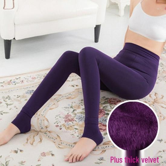 Women's Velvet Thickened One-Piece Leggings - Warm, Slimming, 200g Cotton Blend for Autumn and Winter