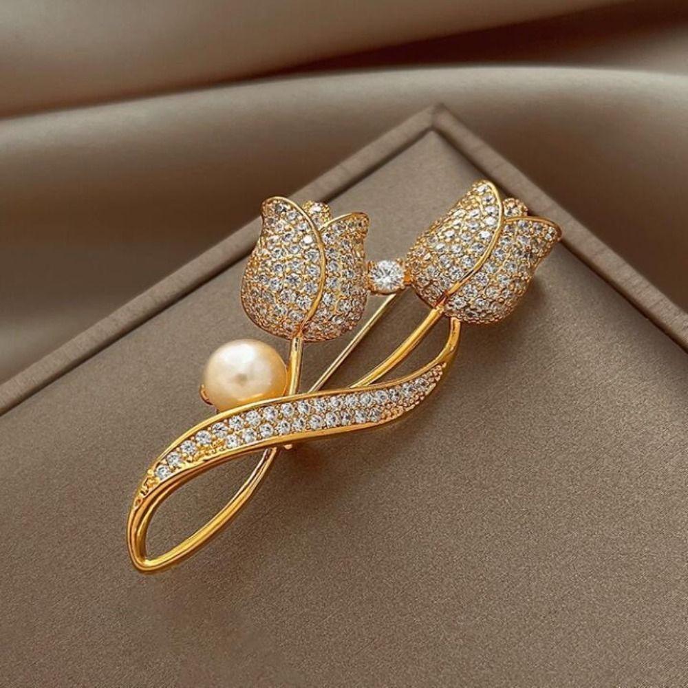 

Imitation Pearl Brooch Pins Golden Clothing Bags Accessories New Lapel Pins золотой