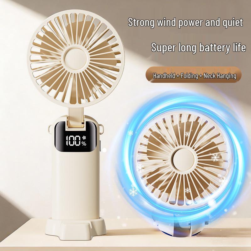 Foldable Mini Fan with Digital Display for Desk, Dorm, or Outdoor Use