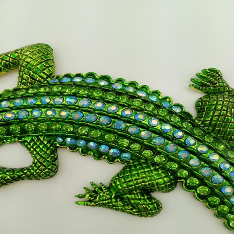 Chunky Crocodile Pendant Necklace Women Rhinestone-Embellished Alloy Chain Hip-Hop Style Statement Collar Choker 5180cm