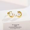 Ins Style Freshwater Pearl Star & Moon Sterling Silver Earrings for Women