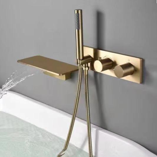 Bathroom Shower Faucet Set Brass Wall Mounted Gray Rainfall style Shower Brush Gold /Gray Finished 2 Functions Shower Faucet