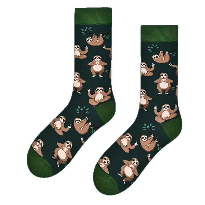 Модные Носки - Мужские Большого Размера Средней Длины Хлопковые Носки, Серия  Жизнь Животных  Тема Модные Носки 1 pair