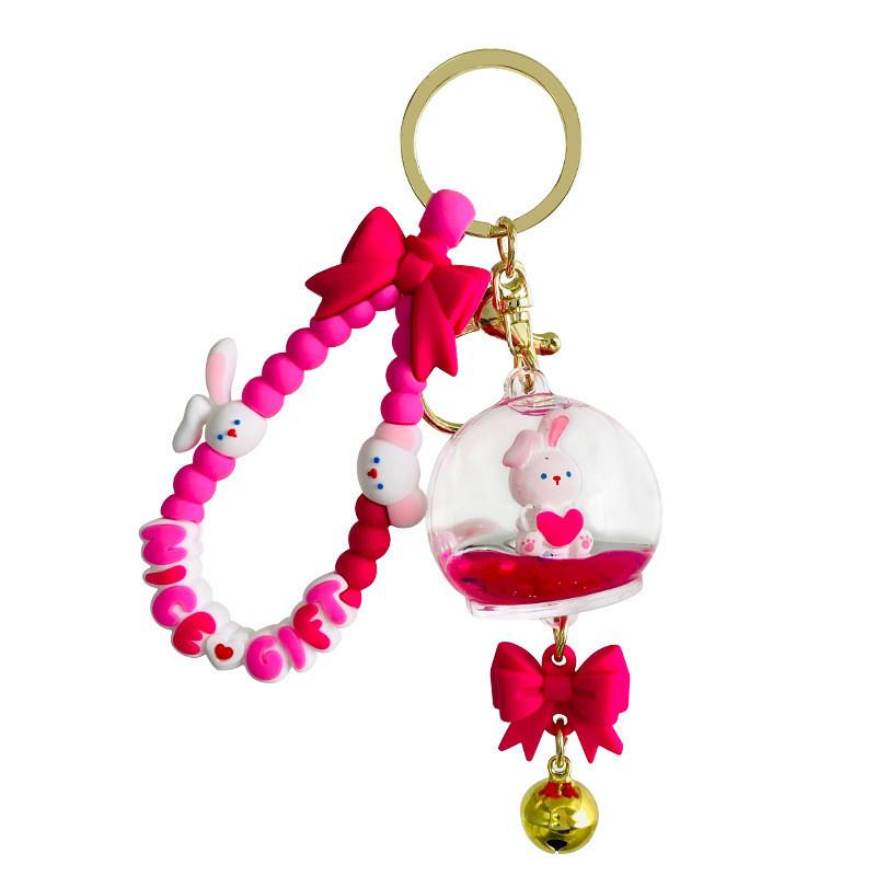 Cartoon Style Wind Chime Floating Bottle Keychain Adorable Bear Acrylic Gift Pendant