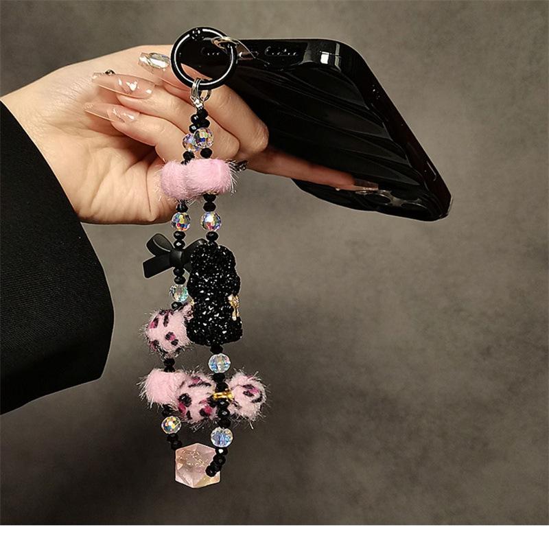 Luxurious Rhinestone Bear Handbag Chain & Mobile Phone Strap - Cartoon Wrist Lanyard & Pendant