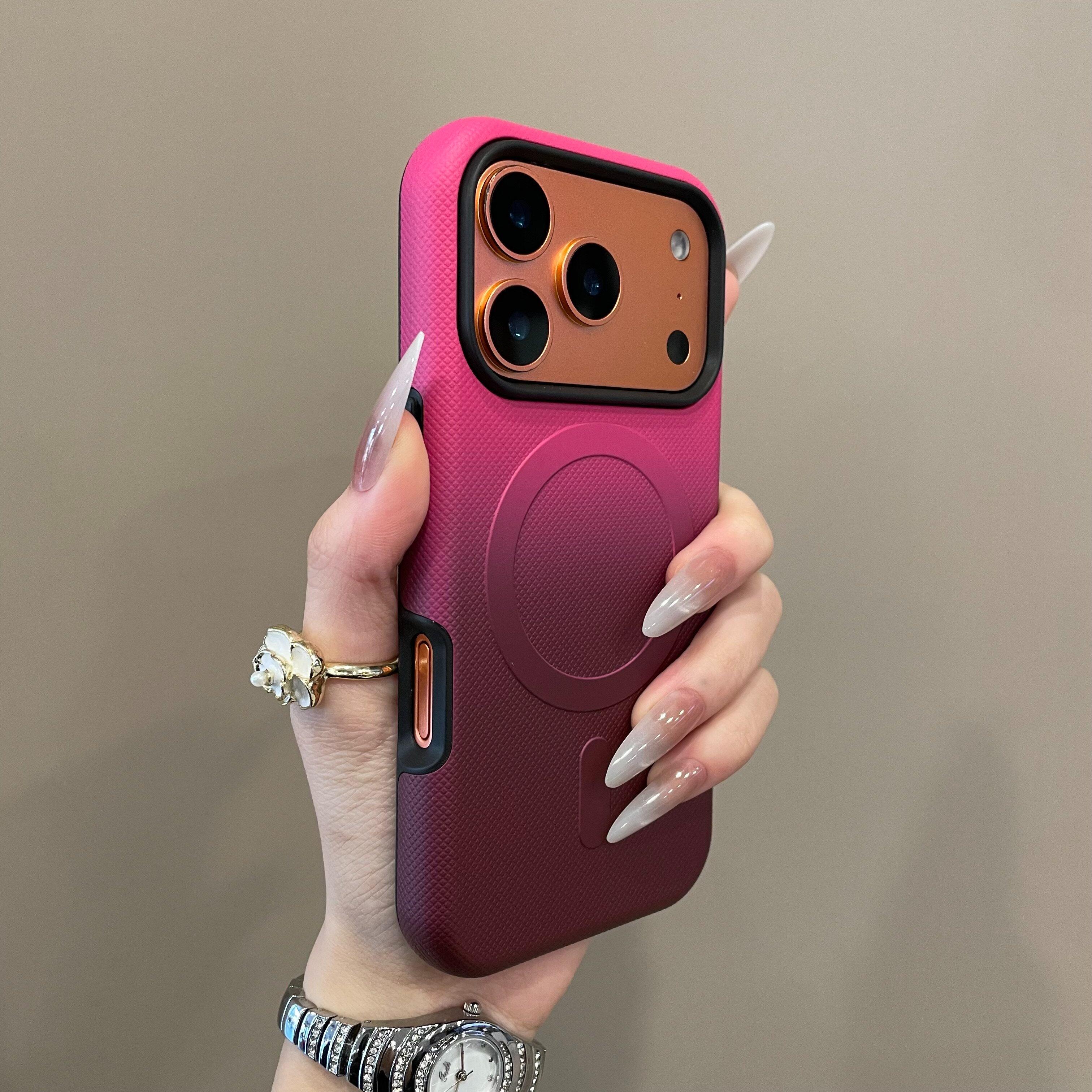 2in1 Gradient Color Magnetic Wireless Charge Phone Case for For Iphone 13 14 15 16 17 Pro Max for Silicone Shockproof Cover iPhone17 Pro Max
