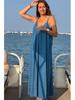 European Seaside Holiday Backless Spaghetti Strap Women's Summer V-Neck Maxi Dress