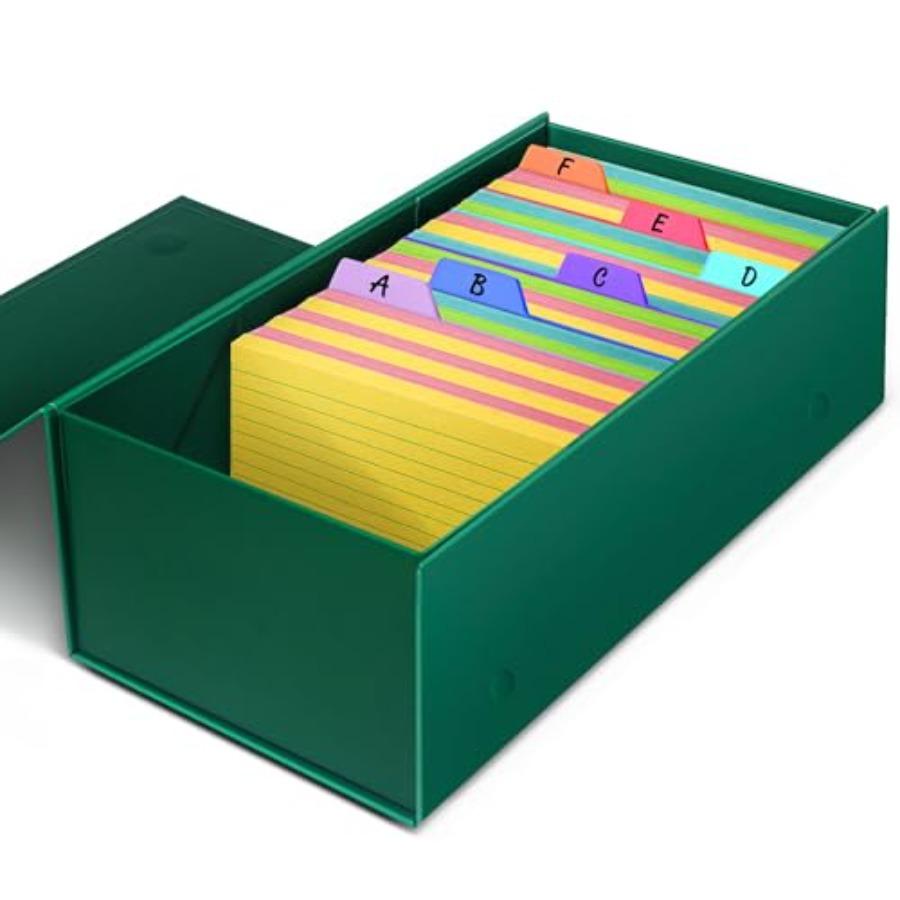 3x5 Index Card Holder Fits Dividers, 3.5x5.5 Inches Index Card Storage Box, Large Capacity - 1 Pack, Green зелёный