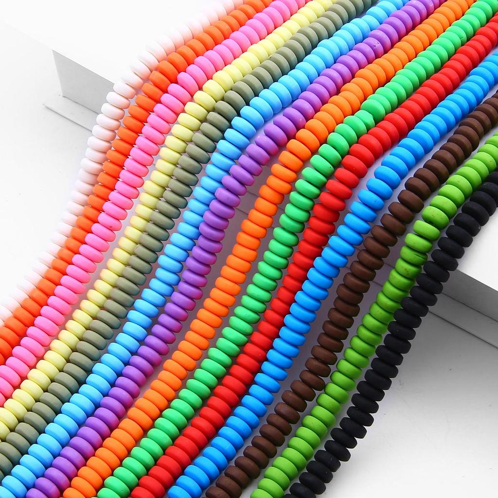 110pcs/Bag 7x4mm Flat Round Polymer Resin Clay Beads Disk Loose Spacer Handmade Beads For DIY Jewelry Making Bracelets Necklaces Crafts 39cm/15